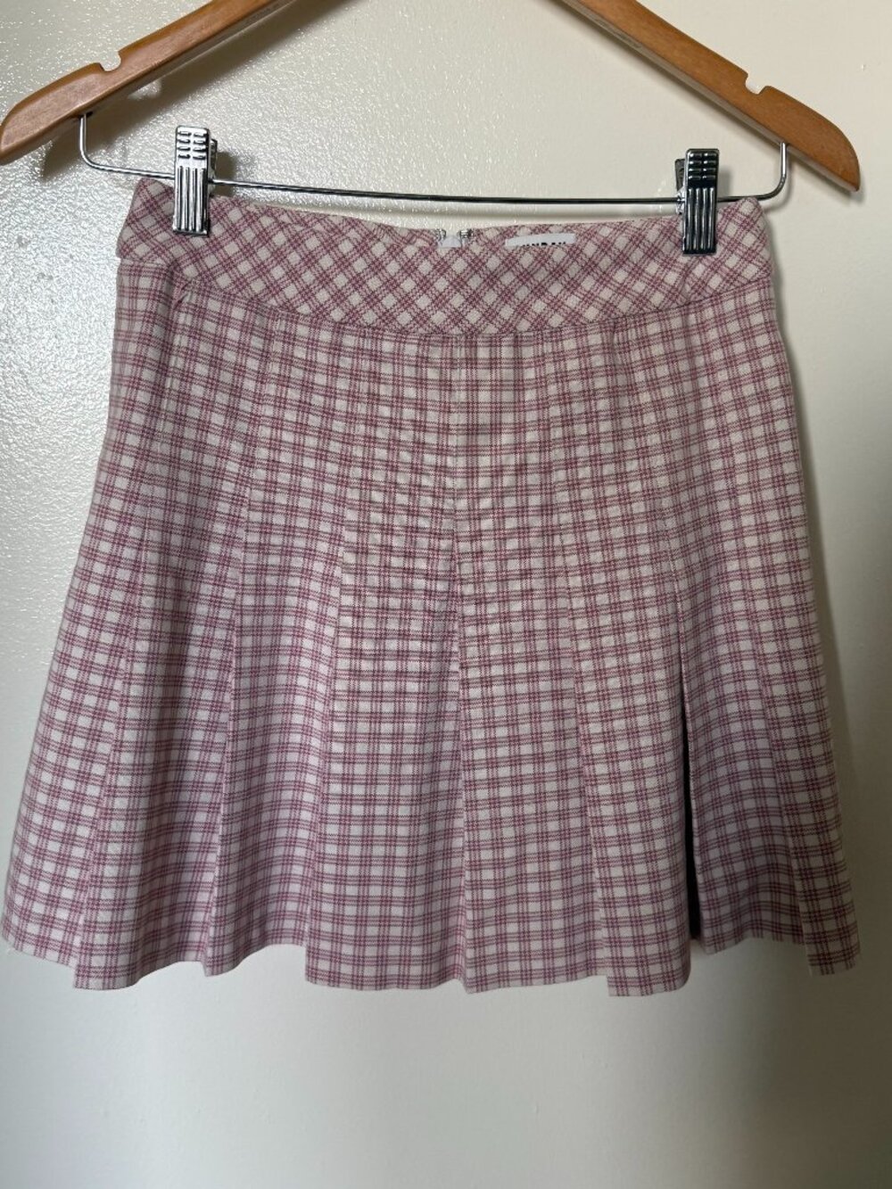 Aritzia Sunday Best Pink Checkered Pleated Mini Skirt US 0
